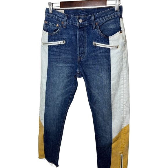 Levi's Premium | 5 Moto Colorblock Crop Buttonfly Jeans | 100% Cotton | Sz 29/28 - Picture 5 of 15